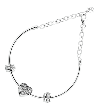 Picture of Petite Heart Bangle Bracelet Rhodium Plated