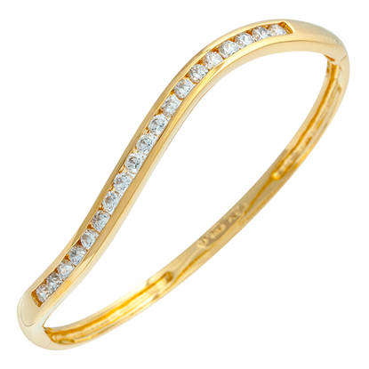 Picture of Wavy Half Eternity Bangle Gold Plated with Channel Pave CZ