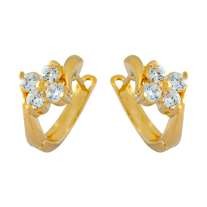 Picture of CZ Flower Hoop Earrings Gold Plated