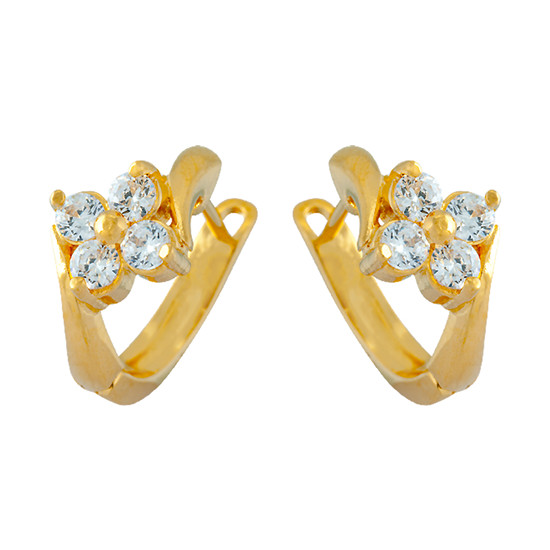 Picture of CZ Flower Hoop Earrings Gold Plated
