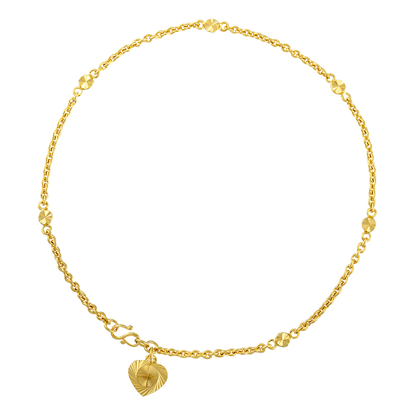Picture of Heart Cable Chain Anklet Gold Plated with Round Disc (25cm)