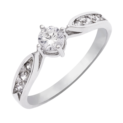 Picture of Solitaire Twist Channel Engagement Ring Rhodium Plated