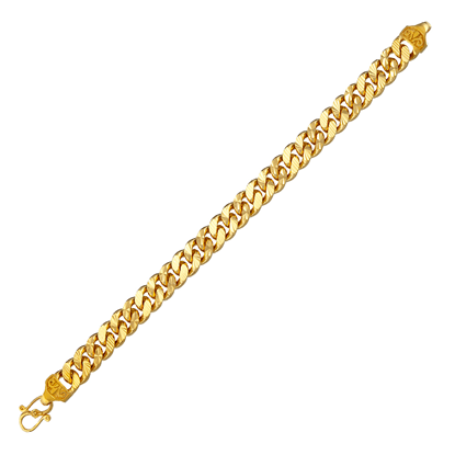 Picture of Mix Textured Thick Cuban Chain Bracelet Gold Plated (15.5cm)