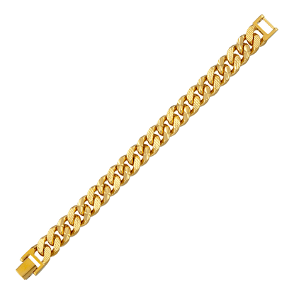 Picture of Thick Mix Textured Cuban Chain Bracelet Gold Plated (Gajah) (18cm)