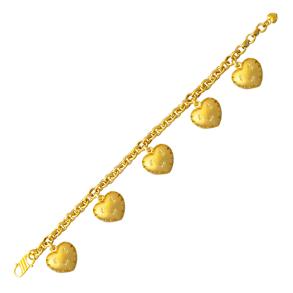 Picture of Dangle Starry Heart Chain Bracelet Gold Plated (15.5-16.5cm)