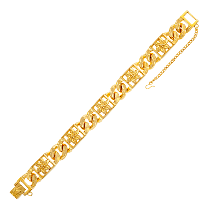 Picture of Square Flower Thick Cuban Chain Bracelet Gold Plated (16.5cm)