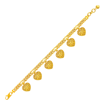 Picture of Starry Heart Cuban Chain Bracelet Gold Plated (Gajah Love) (16.5cm)