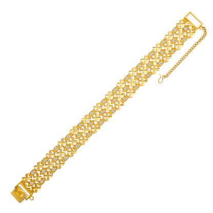 Picture of CZ Criss Cross Flower Bracelet Gold Plated (16.5cm)