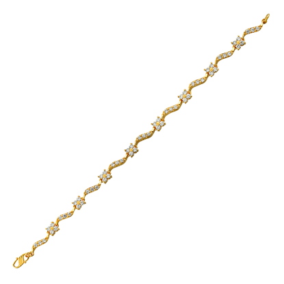 Picture of Petite Flower Wave Link Bracelet Gold Plated (15.5cm)