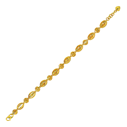 Picture of Alternating Bead Ball Link Bracelet Gold Plated (16.5cm)