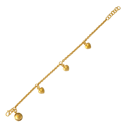 Picture of Triple Heart Chain Bracelet Gold Plated for Kids (13.5-15cm)
