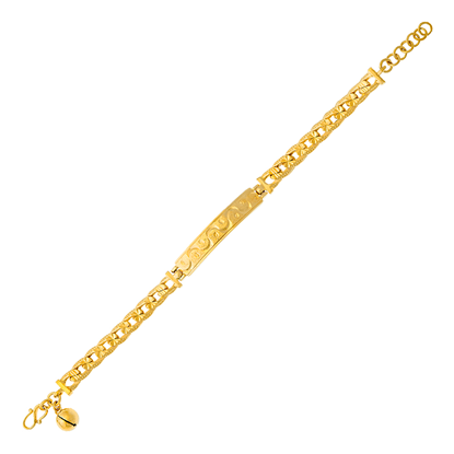 Picture of Engraved Tag Curb Chain Bracelet Gold Plated for Kids (13.5-15cm)