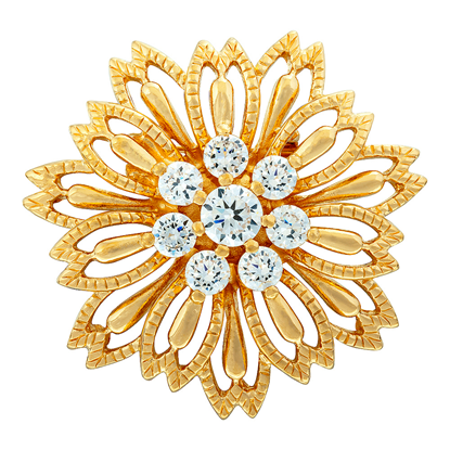 Picture of Blooming CZ Flower Brooch Gold Plated