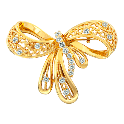 Picture of Vintage Ribbon Bow Brooch Gold Plated