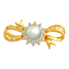 Picture of Dainty Sunflower Bow Brooch Gold Plated with White Pearl