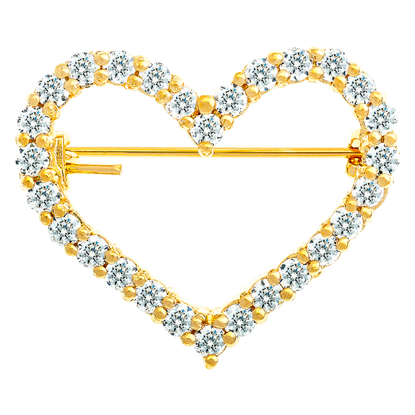 Picture of CZ Outlined Open Heart Brooch Gold Plated