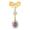 Picture of Dainty Bow Brooch Gold Plated with Dangling CZ Flower