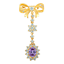 Picture of Dainty Bow Brooch Gold Plated with Dangling CZ Flower