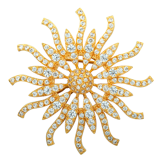 Picture of Round Flaming Sun Brooch Gold Plated