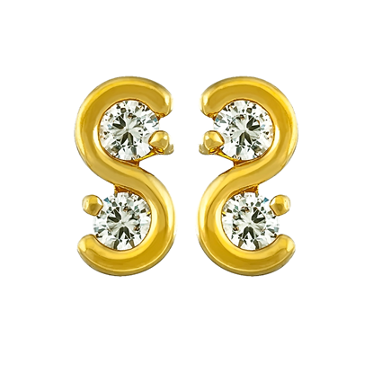 Picture of S Shape Stud Earrings Gold Plated