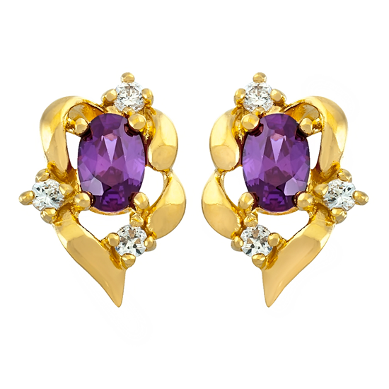 Picture of Purple CZ Swirl Stud Earrings Gold Plated
