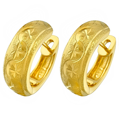Picture of Simple Star Pattern Hoop Earrings Gold Plated