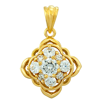 Picture of CZ Square Spring Flower Pendant Gold Plated