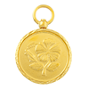 Picture of Small Vintage Hibiscus Coin Pendant Gold Plated