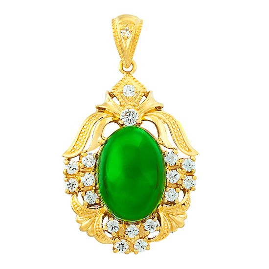 Picture of Vintage Green CZ Pendant Gold Plated