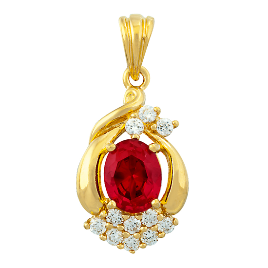 Picture of Teardrop Red CZ Pendant Gold Plated