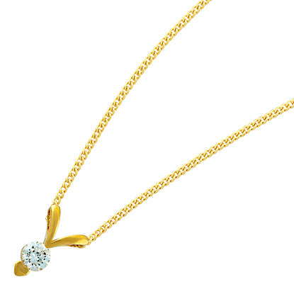 Picture of Split Bail CZ Pendant Necklace Gold Plated