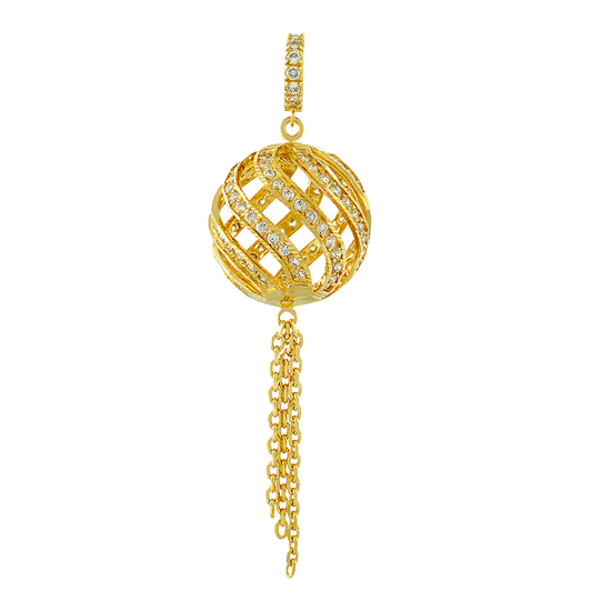 Picture of CZ Ball Pendant Gold Plated with Tassel Chains