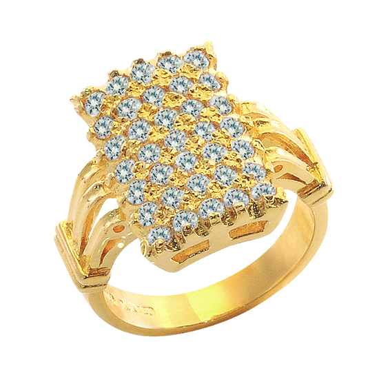 Picture of Bold Rectangle CZ Cocktail Ring Gold Plated