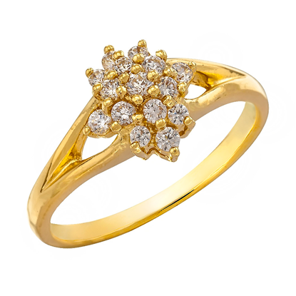 Picture of CZ Cluster Floral Statement Ring Gold Plated