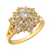 Picture of Vintage CZ Floral Signet Ring Gold Plated