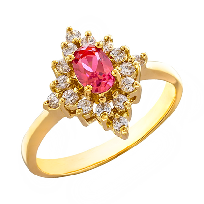 Picture of Red CZ Rhombus Ring Gold Plated