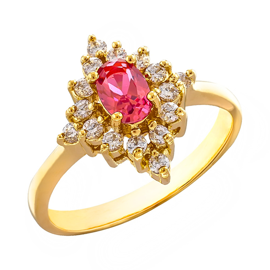 Picture of Red CZ Rhombus Ring Gold Plated