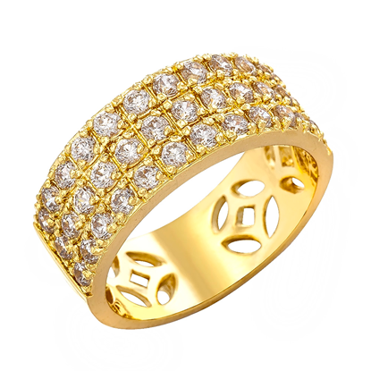 Picture of 3 Row Half Eternity Ring Gold Plated