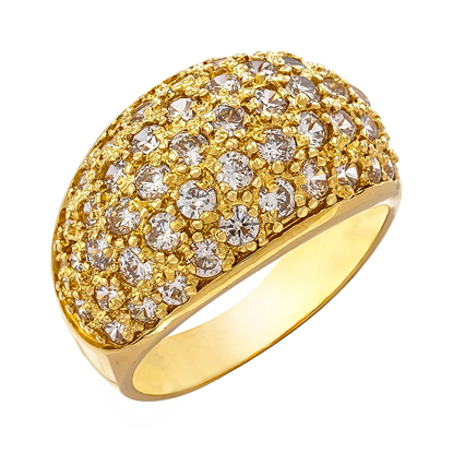 Picture of Pave CZ Dome Signet Ring Band Gold Plated