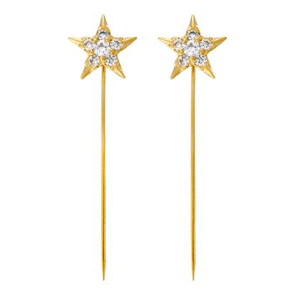 Picture of CZ Star Hijab Scarf Pins Gold Plated with CZ