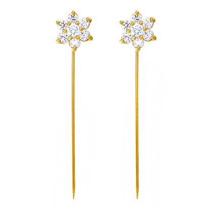 Picture of Flower Hijab Scarf Pins Gold Plated with CZ