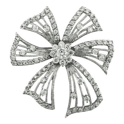 Picture of Lace Bow Flower Brooch Rhodium Plated