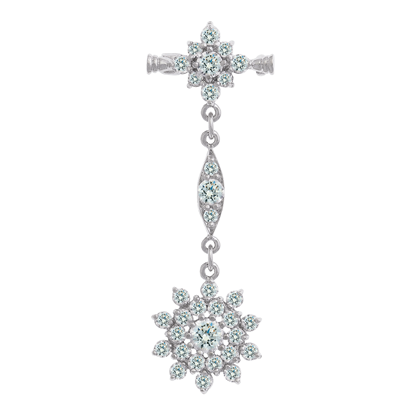 Picture of Snowflake Star Dangle Drop Brooch Rhodium Plated