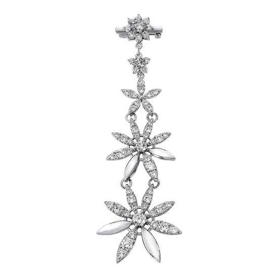 Picture of Vine of Flowers Dangle Drop Brooch Rhodium Plated