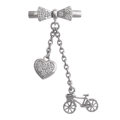 Picture of Bicycle Love Fashion Brooch Rhodium Plated