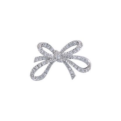 Picture of Small Double Ribbon Bow Brooch Rhodium Plated