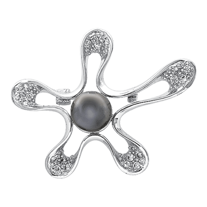 Picture of Small CZ Starfish Brooch Rhodium Plated with Black Pearl