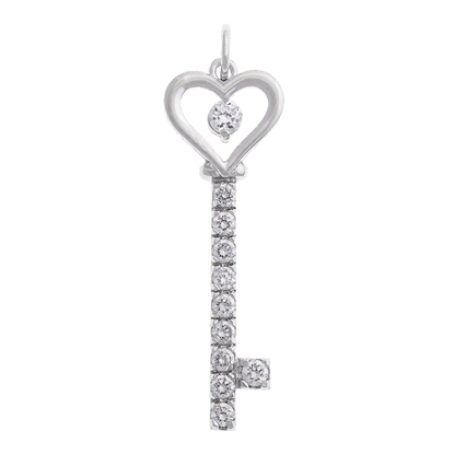 Picture of Love Heart Key Pendant Rhodium Plated