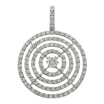 Picture of Layered Round Circle Pendant Rhodium Plated