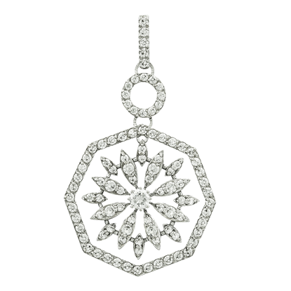 Picture of Geometric Octagon Flower Pendant Rhodium Plated